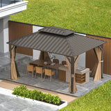 Domi 10'x14' Hardtop Gazebo Canopy Metal,Outdoor Aluminum Gazebo with Galvanized Steel Double Roof,Curtain and Netting,Permanent Gazebo Pavilion for Patio Deck,Backyard domi outdoor living