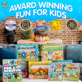 Craftikit ® Award-Winning Foil Art & Rainbow Scratch Art for Kids - 2-in-1 Arts and Crafts Kit for Kids Ages 4-10 - Animal Theme for Girls, Boys & Toddlers Ages 4, 5, 6, 7, 8, 9, 10 Craftikit