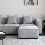 Acanva Luxury Modular Sectional Living Room Sofa Set, Modern Minimalist Style Couch with Ottoman and Chaise, L-Shape, Chenille Grey Acanva