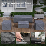 Amopatio Patio Furniture Set with Fire Pit Table, Outdoor Furniture Sectional Sofa with Swivel Chairs, Modern Conversation Sets for Balcony Backyard, Navy（Include Waterproof Covers ） Amopatio