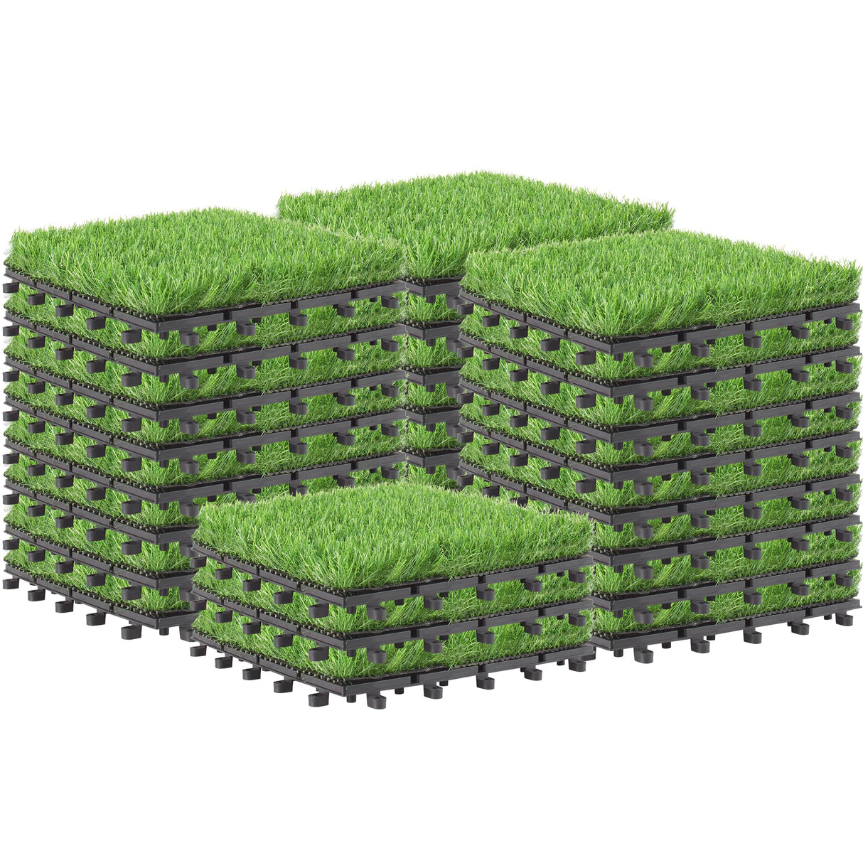 PrimeZone 27 Packs Interlocking Artificial Grass Tiles - 12"x12" Turf Outdoor Indoor Fake Grass Deck Flooring Set for Patio, Balcony, Backyard PrimeZone