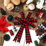 Whaline 10 Rolls 50 Yard Christmas Plaid Burlap Ribbon Rolls 1 Inch Gift Wrapping Ribbon Winter Xmas Decorative Ribbon for DIY Crafts Wreath Bow Making Supplies Whaline