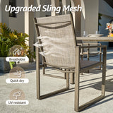NATURAL EXPRESSIONS 7 Pieces Patio Dining Set Outdoor Furniture,70’’ Dining Table and 6 Sling Chairs with 1.65'' Umbrella Hole for Backyard Garden Poolside Porch NATURAL EXPRESSIONS
