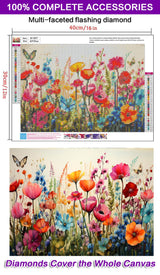 croshom Wild Flowers Diamond Art Painting for Adults-Flower DIY 5D Diamond Art Kits,Gem Art Kits for Gift Home Decor 12x16in croshom