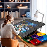 Becko US 2000 Piece Foldable Puzzle Board with 6 Colorful Trays & TPU Cover, Portable & Lightweight Puzzle Table, Puzzle Mat with Auxiliary Lines for Puzzle Storage, for 2000 1500 1000 Piece Puzzles Becko US