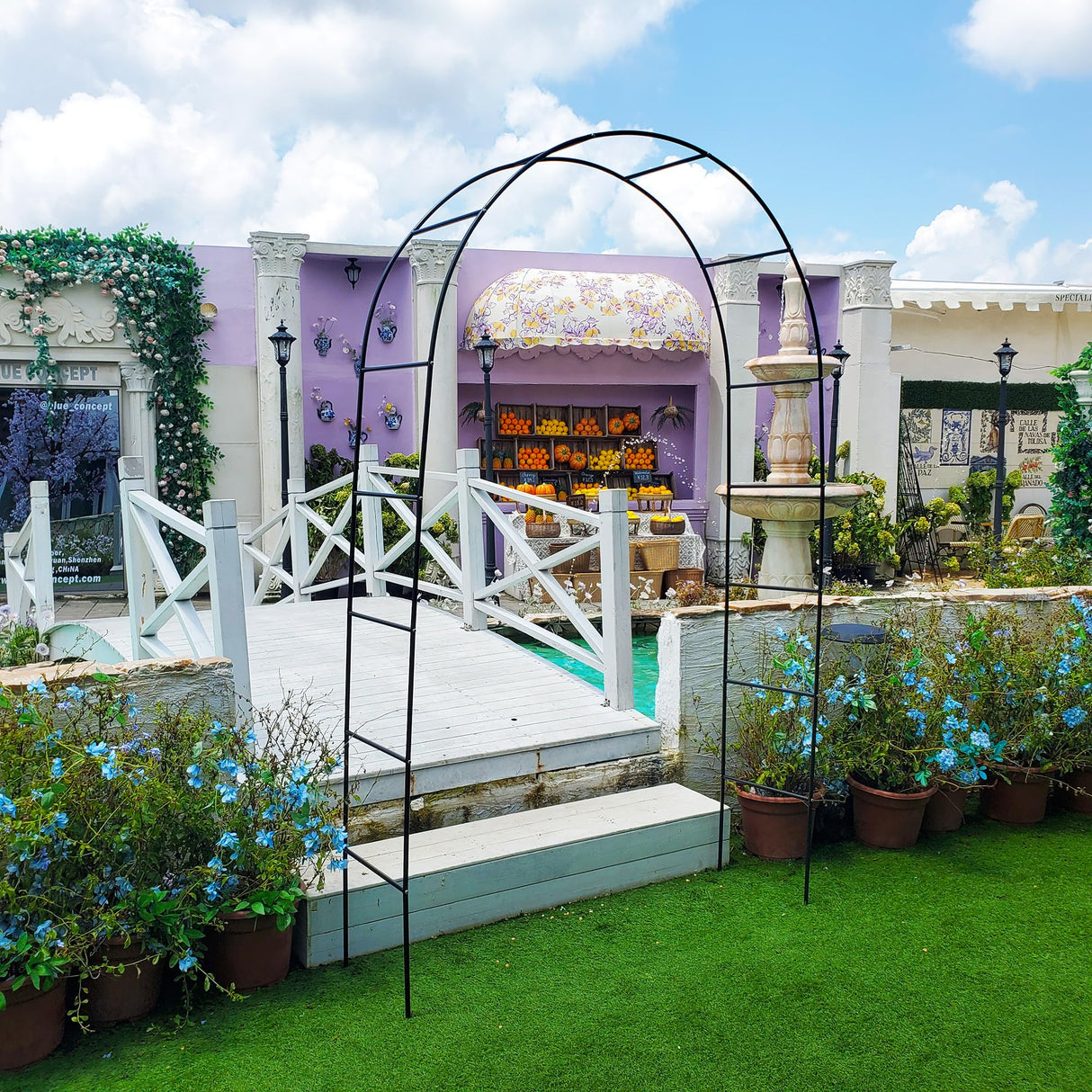 SCENDOR Iron Pergola Arbor Practical, 7.9 Feet High x 4.6 Feet Wide, Assemble Easily for Various Climbing Plant Wedding Garden Arch Bridal Party Decoration Wide Arbor SCENDOR