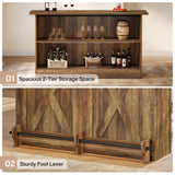 Tribesigns 63-Inch Bar Table, 2-Tier Bar Cabinet Height Pub Table with Footrest, Modern Coffee Cabinet for Home Kitchen, Large Home Unit Liquor Furniture, Bistro, Dining Room, Living Room, Brown Tribesigns
