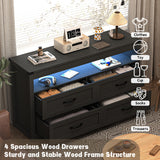 Boonatu Black Dresser for Bedroom with 4 Drawers, Black Dressers & Chests of Drawers Modern Wood Wide Storage Drawers Dressers Organizer with LED Lights for Closet, Hallway Boonatu