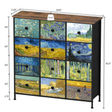 EXOTICA Dresser for Bedroom with 12 Drawers Tall Dresser & Chest of Drawers Fabric Dressers Storage Tower for Living Room Closet Hallway with Wooden Top and Metal Frame EXOTICA