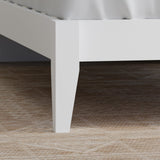 ComfIQ Solid Wood Platform Bed with Outset Legs (No Headboard) – Durable Frame, Easy Assembly, Ample Underbed Storage – Twin Size, White ComfIQ