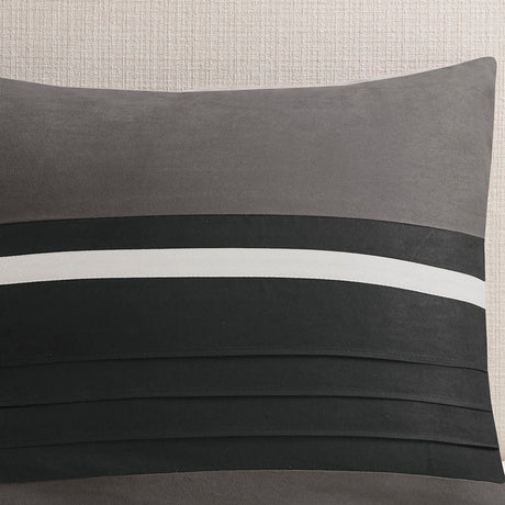 7 Pc Pieced Faux Suede Comforter Set Black Queen HouseOfZazla