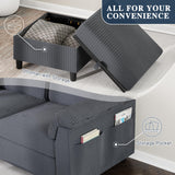 Meilocar Sectional Couches for Living Room, L Shaped Couch with Side Storage Pockage, Comfortable 3 Seat Sofa Couches for Apartment, Grey Meilocar