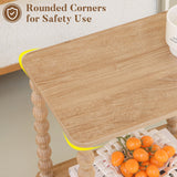 Fultyle Small End Table, Couch Side Table with 2-Tier Storage Shelf, Wood Coffee Table for Bedroom, Living Room, Small Spaces(Rustic Walnut) Fultyle