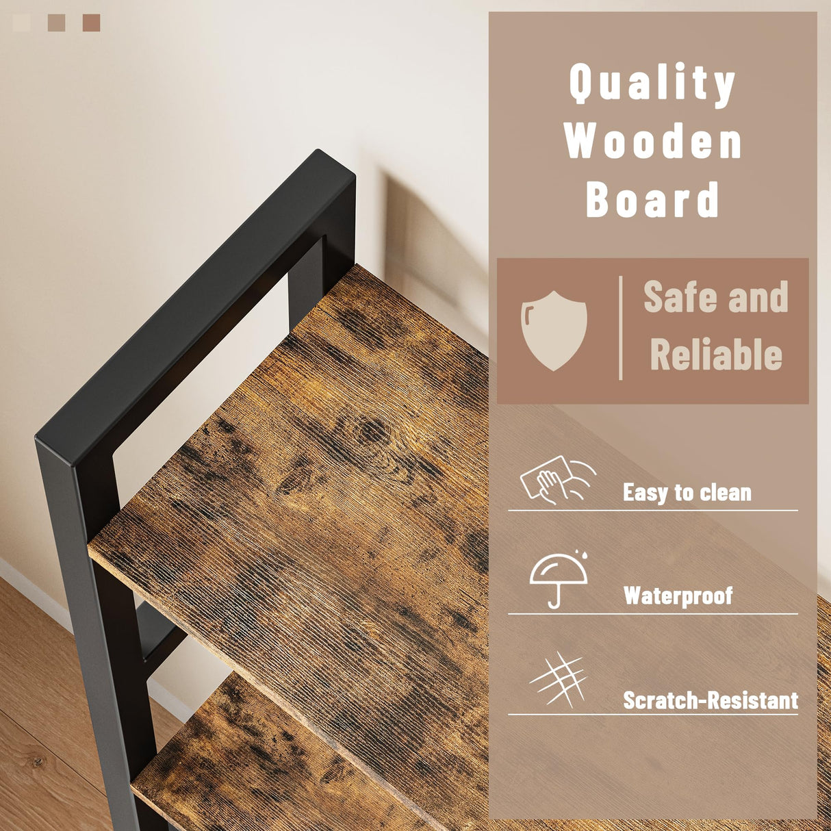 INNOD Triple 4 Tier Book Shelf, Large Wooden Bookcase with 14 Open Display Shelf, Modern Bookshelf Metal Frame Furniture for Living Room Bedroom Home Office Brown INNOD