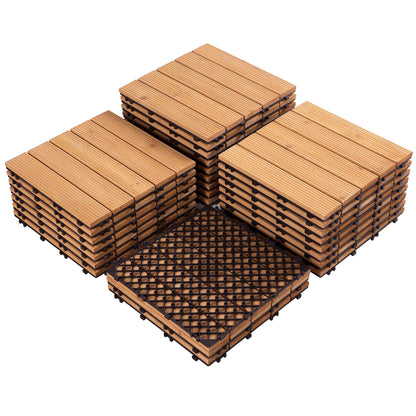 Topeakmart 27PCS Interlocking Wood Floors Patio Decking Tiles Hardwood Deck Tiles Outdoor Flooring for Garden 12 x 12in Natural Wood - WoodArtSupply