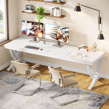 Tribesigns 2-Person Home Office Desk,78.7-Inch Extra Long Desk,Large Double Computer Desk for Home Office, Work Desk for Two People with Stylish Legs (White) Tribesigns