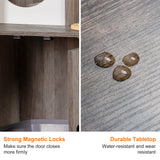 Heybly Cat Tree, Wood Litter Box Enclosure with Food Station, All-in-one Indoor Cat Furniture with Large Platform and Condo, Modern Style Cat Tower, Hammock, Rustic Brown HCT102SG Heybly