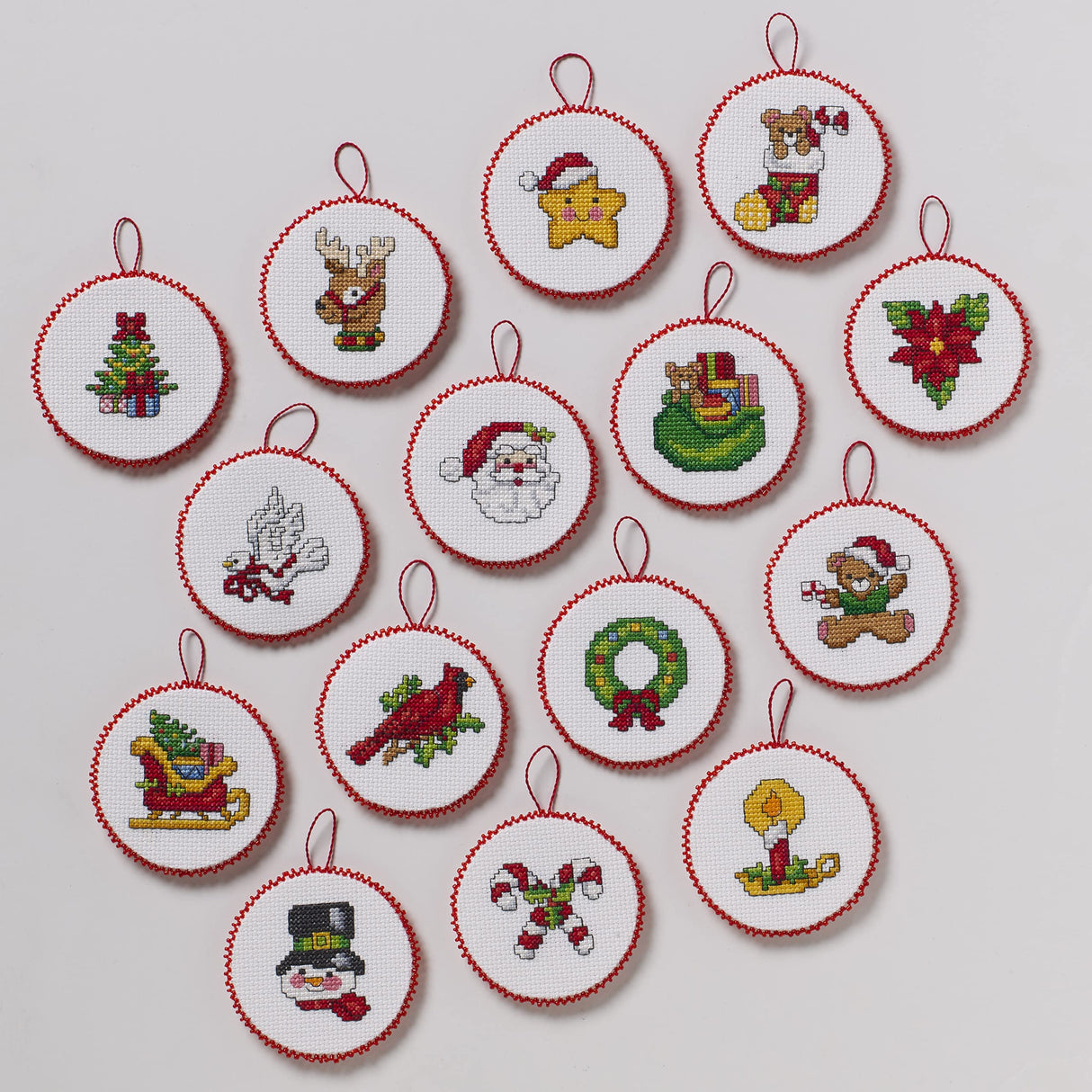 Bucilla Cross-Stitch 14 Piece Ornament Making Kit, Classic Christmas Collection, Perfect for DIY Arts and Crafts, 89454E Bucilla