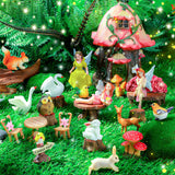 Soaoo Fairy House Garden Figurines Kit Spring Garden Decor Easter Basket Decoration Spring Decoration Outdoor Wildflower Butterfly Fairy Mushroom Party Supplies Micro Landscape Ornaments Soaoo