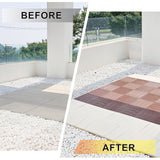 Easy Cut Snap Fit Plastic Interlocking Patio Deck Tiles (Pack of 72, 12"x3") Plastic Ivory Waterproof Outdoor Flooring All Weather Floor Decking for Balcony Backyard Garden DIY Inst I M HOME LIVING