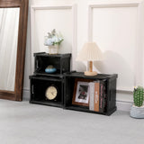 Large Classic Black Wooden Crates For Dispaly,Set Of 3 Wood Crates With Handles,Rustic Handmade Wood Boxes For Storage Or Display,Solid Wood Decrative Boxes (Classic Black) Bisaten