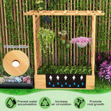 HAPPYGRILL Raised Garden Bed with Trellis, Freestanding Garden Planter Box with Side & Top Trellis, Drainage Holes, Wooden Planter Raised Bed for Vine Climbing Plants, Vegetables, Flowers, Herbs HAPPYGRILL