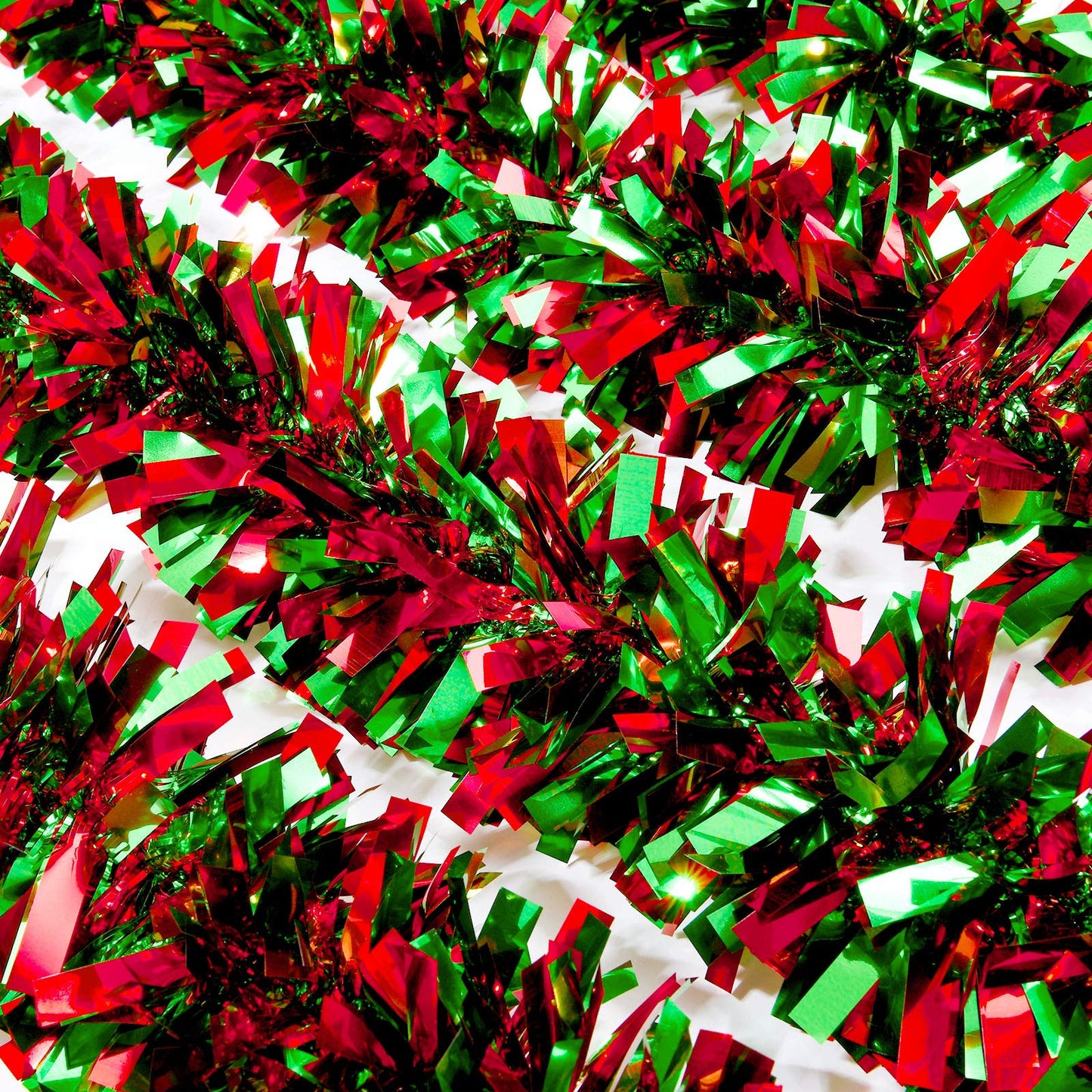 Christmas Tinsel Garland Metallic Christmas Tree Garland Shiny Party Tinsel Garland Hanging Decorations for Christmas Tree Decorations Wedding Birthday Party Supplies (26.2 ft,Red and Green)