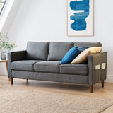 Mellow HANA Modern Linen Fabric Sofa Couch with Armrest Pockets, Dark Heather Grey Mellow