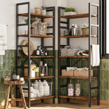 INNOD 70x70" Triple 5 Tier Book Shelf, Large Wooden Bookcase with 17 Open Display Shelf, Modern Tree Bookshelf Metal Frame Tall Book Case Furniture for Living Room Bedroom Home Office Rustic Brown INNOD