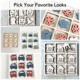 Nature Themed Tic Tac Toe Board Game, 5x5 inches Unfinished Wood DIY Painting Craft Kit for Kids with Wooden AVTRBoutique (Flowers) AVTRBoutique