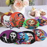 NEGEKFKX 8 Pcs Halloween Diamond Art Painting Coasters Kits,Horror Coaster with Holder for Adults, Non-Slip DIY Dot Paint Craft Kits,5D Full Drill DIY Diamond Dot Gem Art Kit Home Decor Arts Craft NEGEKFKX