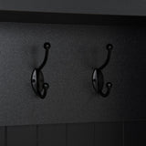 75''H Farmhouse Hall Tree With Bench And Shoe Storage, Entryway Bench With Open Compartments Coat Rack, 8 Shoe Cubbies & 8 Coat Hooks, For Mudroom, Hallway Storages Cabinet, Living Room (Black) PurityVow