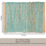 Chardin Home Natural Jute & Aqua Turquoise Placemats, Set of 4 – Rustic Handmade Boho Table Mats, 13x19 in Dining Table Placemats - Kitchen, Everyday Meals, Holidays, Farmhouse or Modern Table Décor Chardin home