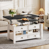 YITAHOME Lift Top Coffee Table, Multi-Functional Convertible Coffee Table with Drawers and Hidden Storage, Dining Table for Living Room, Home Office YITAHOME
