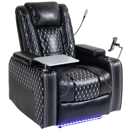 JIKFRIMA Power Zero Gravity Recliner Chair for Adults Breathable Leather Electric Recliners Adjustable Home Theater Seating with Smart Cup Holders, USB Ports, Hidden Arm Storage, Tray Table JIKFRIMA