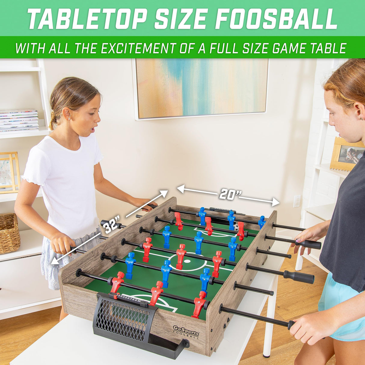 GoSports 32 Inch Tabletop Foosball Game Set - Oak or Black GoSports
