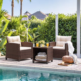 Devoko 3 Pieces Patio Furniture Set, PE Rattan Wicker Patio Set with Two Outdoor Chairs and Table, Upgraded Patio Chairs and Table for Porch, Garden Poolside Balcony Devoko