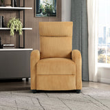 Lexicon Corduroy Pushback Recliner Chair Armchair Push Back Recliner, Solid Wood Frame and Metal Base, Easy Assembly Small Soft Single Sofa Accent Chair for Living Room/Office/Apartment, Yellow Lexicon