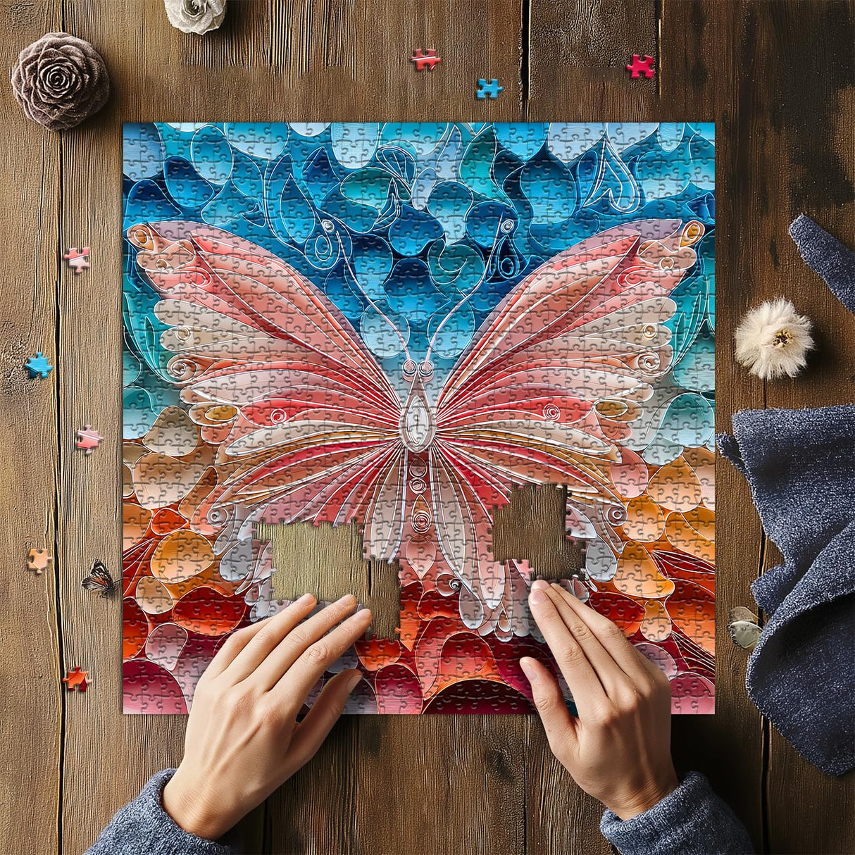 Butterfly Puzzles for Adults 1000 Pieces, Unique Art Jigsaw Puzzle Hard, Colorful Impossible Challenging Puzzles for Adults Paper Cut PICKFORU