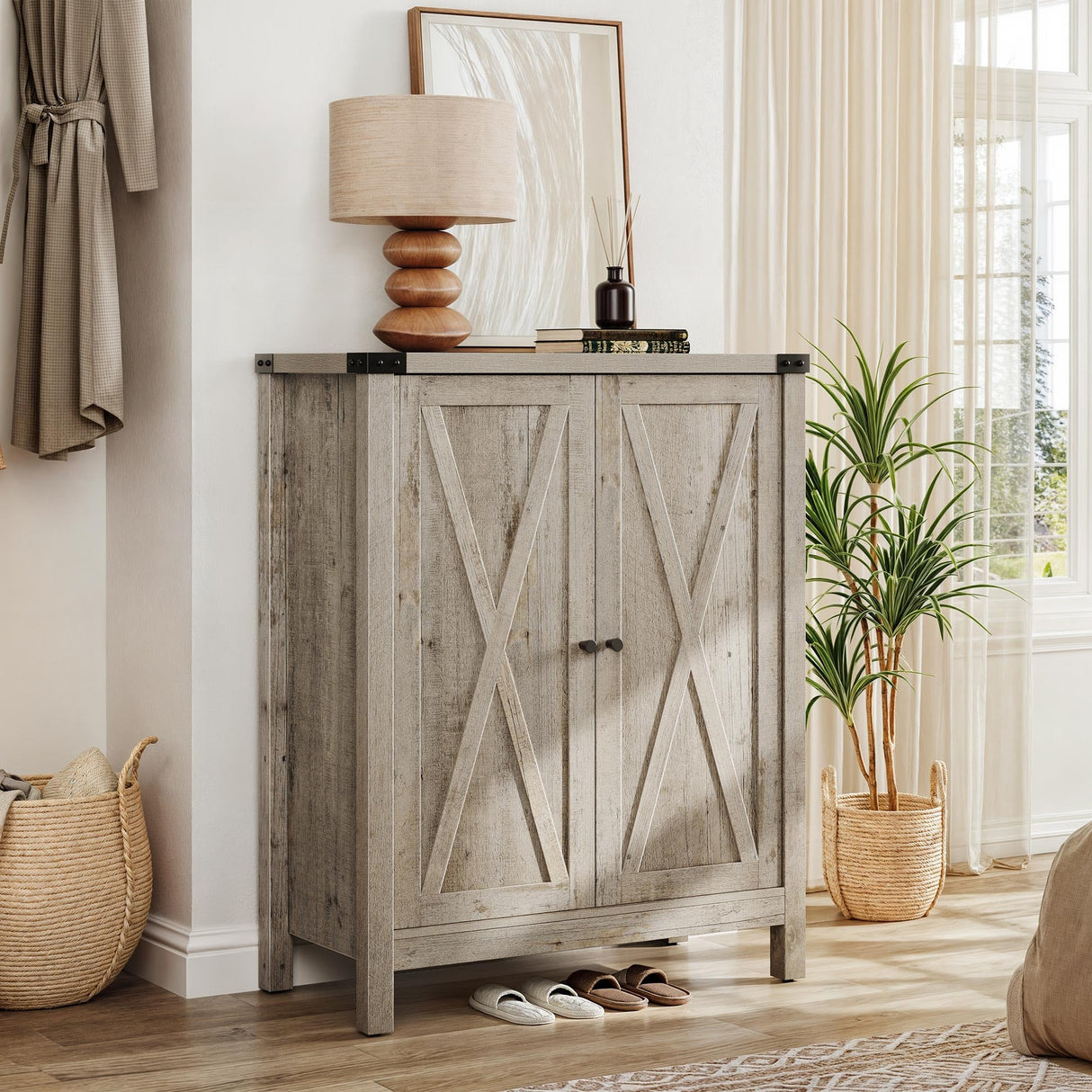 YITAHOME Shoe Cabinet with Doors, Farmhouse 5-Tier Shoe Storage Cabinet for Entryway, Large Capacity Wooden Shoes Rack Organizer for Entryway/Hallway/Closet, Old Oak YITAHOME