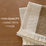 Tosleo Boho Placemats Set of 4 Macrame Table Decor with Fringe Farmhouse Woven Placemats in Natural Burlap for Kitchen and Dining Table Centerpiece Home Decorations,Khaki Tosleo