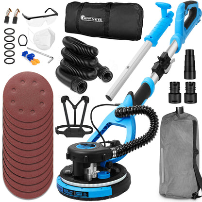 𝟐𝟎𝟐𝟓 𝐔𝐩𝐠𝐫𝐚𝐝𝐞𝐝 Drywall Sander, 780W Electric Drywall Sander with Vacuum Attachment and Labor-Saving Back Belt, 7 Variable Speed 900-1800RPM, Dustless Floor Sander for Popcorn Ceiling Floor