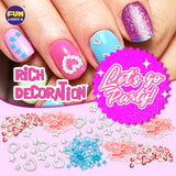 Nail Polish Pens Kit for Girls Ages 7-12, FunKidz Nail Pen Combo Kit Teen Gift Peelable Nail Art Studio Set with Cool Girly Decoration Stuff Pearl Beads, Glitter, Nail Stickers, Nail File, Gems FUN KIDZ
