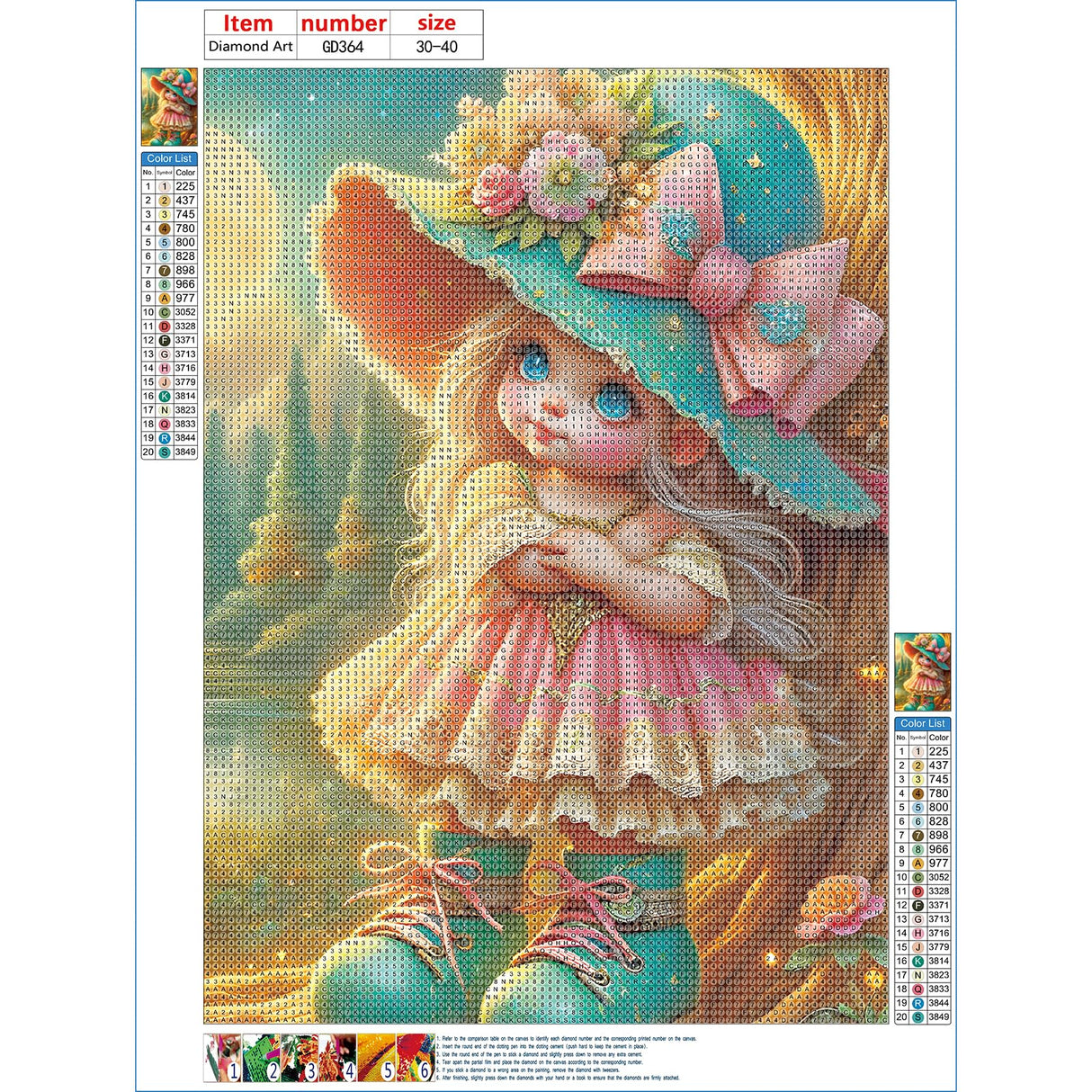GDYEEH DIY 5D Fairy Girl Diamond Art Kits, Round Sparkling Full Drill Cartoon Elf Diamond Painting Picture, Dreamland Painting by Numbers Art Kits for Adults Beginners Home Wall Decor 12x16 inch GDYEEH