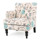 Christopher Knight Home Harrison Fabric Tufted Club Chair, White / Blue (29.5"D x 28"W x 33.5"H) Christopher Knight Home