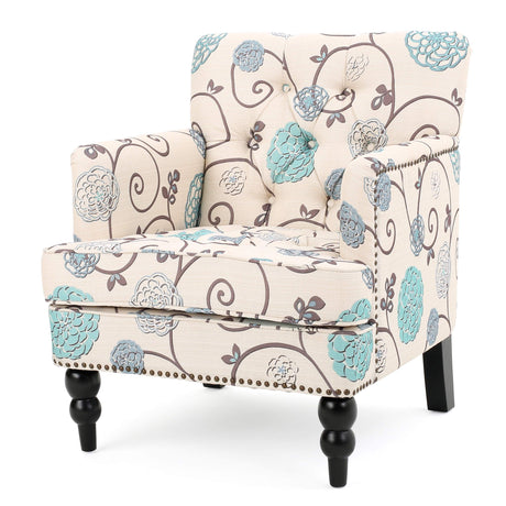 Christopher Knight Home Harrison Fabric Tufted Club Chair, White / Blue (29.5"D x 28"W x 33.5"H) Christopher Knight Home