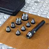 NEIKO 02614A Interchangeable Large Hollow Hole Punch Tool Set, 10 Piece, Gasket Maker, Heavy Duty Gasket Punch Set, Includes Hole Puncher Tool Carrying Case, Leather Punch Set NEIKO