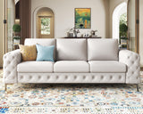 VanAcc Modern Sofa, 92 inch 3 Seater Sofa with Stylish Thick Armrest, Upholstered Button Tufted Couch for Living Room, Apartment, Linen Beige Oversized Couch VanAcc