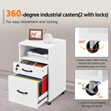 Yaheetech File Cabinet Vertical File Cabinets Mobile Letter Size File Storage Organizer Small Filing Cabinet Printer Stand for Home and Office White Yaheetech