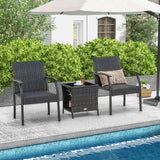 Tangkula 3 Pieces Patio Wicker Chair Set, Waterproof All Weather Resistant Heavy Duty Outdoor Conversation Set with Quick Dry Foam Seating, for Poolside, Backyard, Garden (Mix Brown) Tangkula